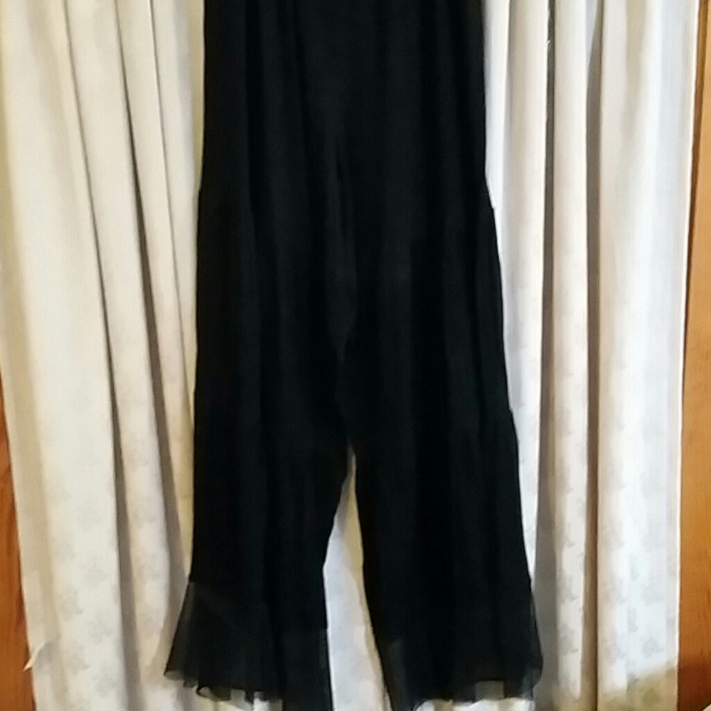Lightweight, wide-leg, lace bottom pants